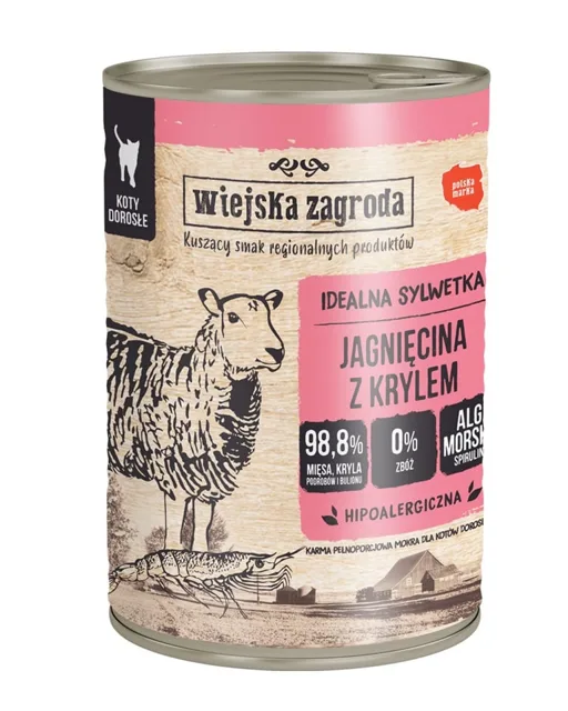WIEJSKA ZAGRODA pro dospělé kočky 400g jehněčí
