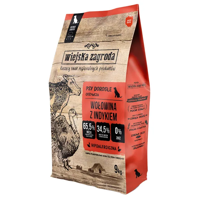 Wiejska Zagroda s hovězím a krůtím - výhodné balení: 2 x 9 kg