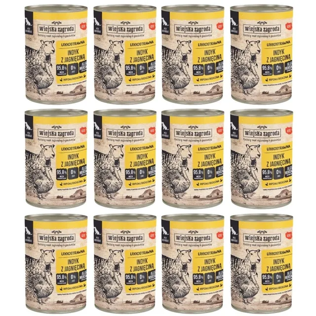 WIEJSKA ZAGRODA s jehněčím konzervy pro psy 12x400 g