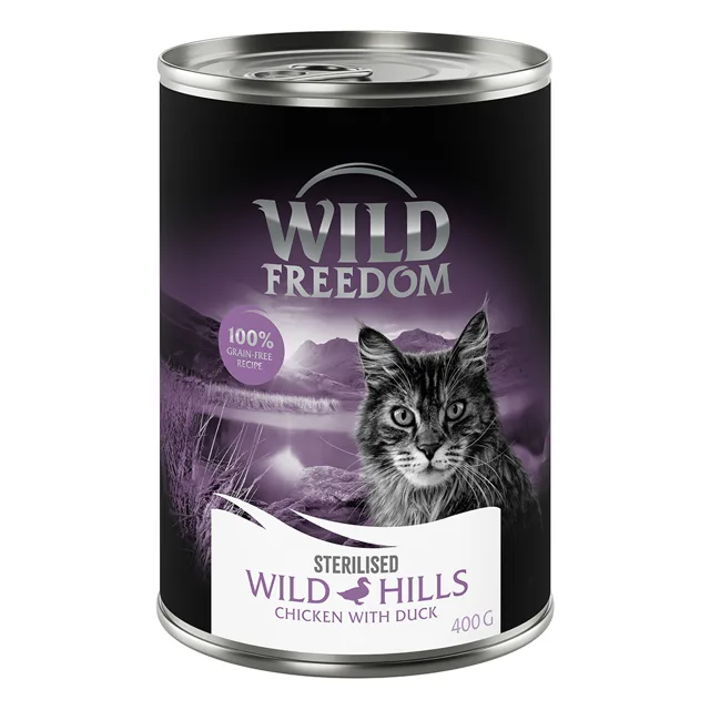 Wild Freedom Adult Sterilised 6 x 400 g – bez obilovin - Cold River Sterilised – kuře a treska