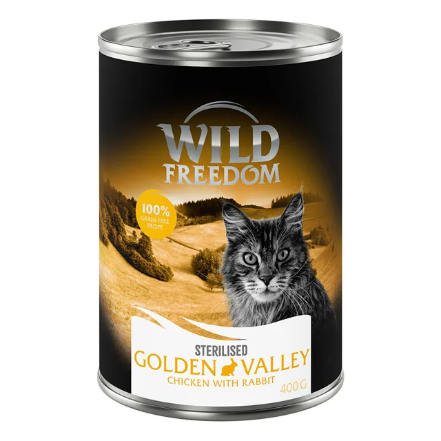 Wild Freedom Adult Sterilised 6 x 400 g – bez obilovin - Wild Hills Sterilised – kachna a kuře