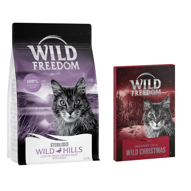 Wild Freedom Adult "Wild Hills" Sterilised kachní - bez obilovin - Adult "Wild Hills" Sterilised kachní - bez obilovin 6.5 kg + adventní kalendář (pamlsky sušené mrazem) 1 kus (13 g)
