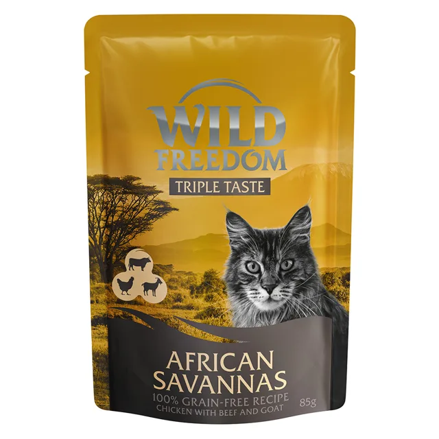 Wild Freedom Triple Taste 8 kapsiček (8 x 85 g) - African Savannas - kuřecí s hovězím a kozím masem