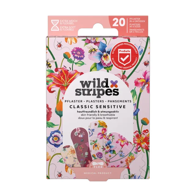 Wild Stripes Hypoalergenní náplasti Classic Sensitive Vintage Flowers 20 ks