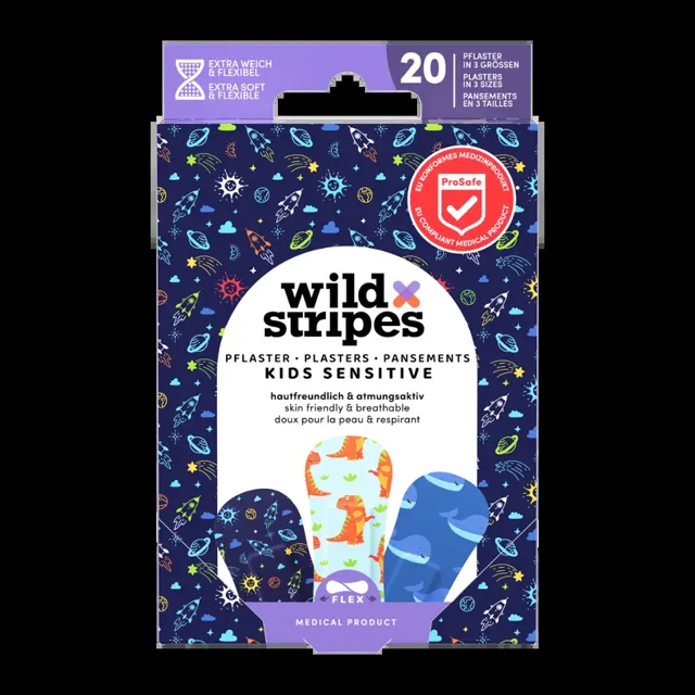 Wild Stripes Náplasti Kids Space voděodolné 20 ks