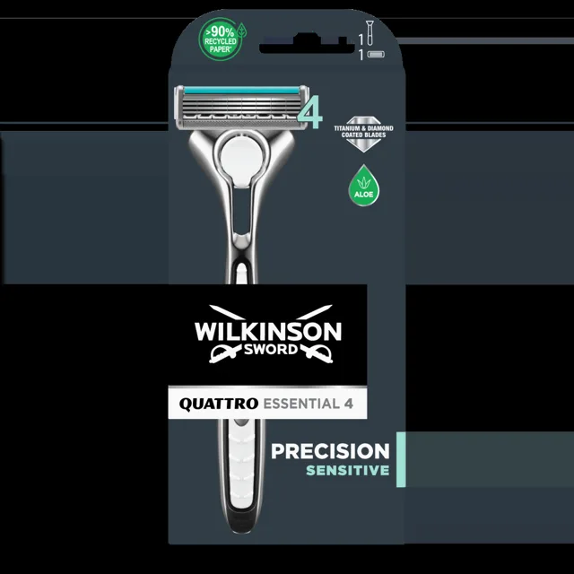 Wilkinson Quattro Essential Precision Sensitive 1-up holicí strojek + 1 náhradní hlavice