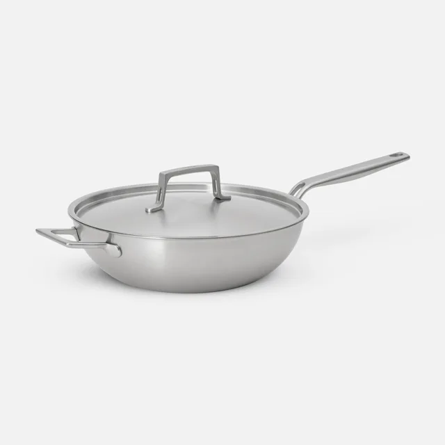 Wok pánev Fabini Lucca 4.0 Pro Ø 30 cm  nerezová, bez nýtů, s poklicí