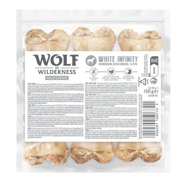 Wolf of Wildenress žvýkací kosti z koňské kůže "White Infinity" - 3 x 17 cm (300 g)
