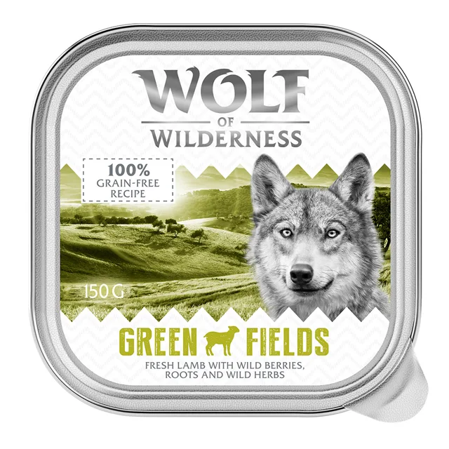 Wolf of Wilderness Adult 6 x 150 g vanička - Green Fields - jehněčí
