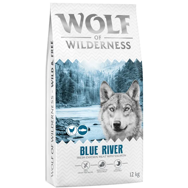 Wolf of Wilderness Adult "Blue River" losos - bez obilovin - výhodné balení: 4 x 1 kg nová receptura