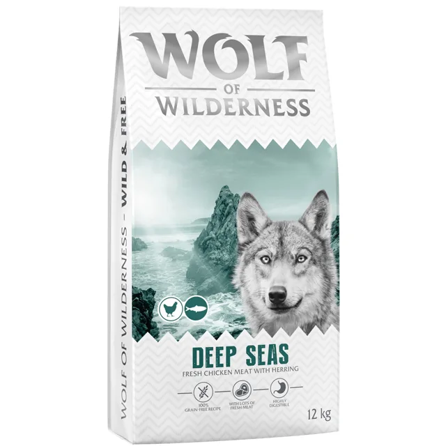 Wolf of Wilderness Adult "Deep Seas" sleď - bez obilovin - 12 kg nová receptura