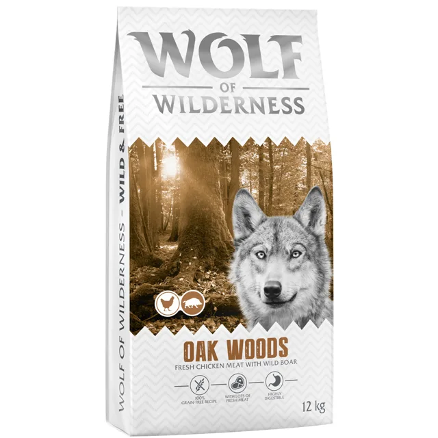 Wolf of Wilderness Adult "Oak Woods" divočák - bez obilovin - 12 kg: nová receptura