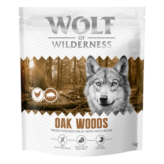 Wolf of Wilderness Adult "Oak Woods" divočák - bez obilovin - výhodné balení: 2 x 12 kg nová receptura