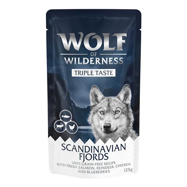 Wolf of Wilderness Adult "Triple Taste" 12 x 125 g - Canadian Woodlands - hovězí, treska, krůtí