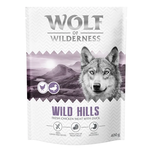 Wolf of Wilderness Adult "Wild Hills" kachní - bez obilovin - Výhodné balení: 4 x 1 kg nová receptura