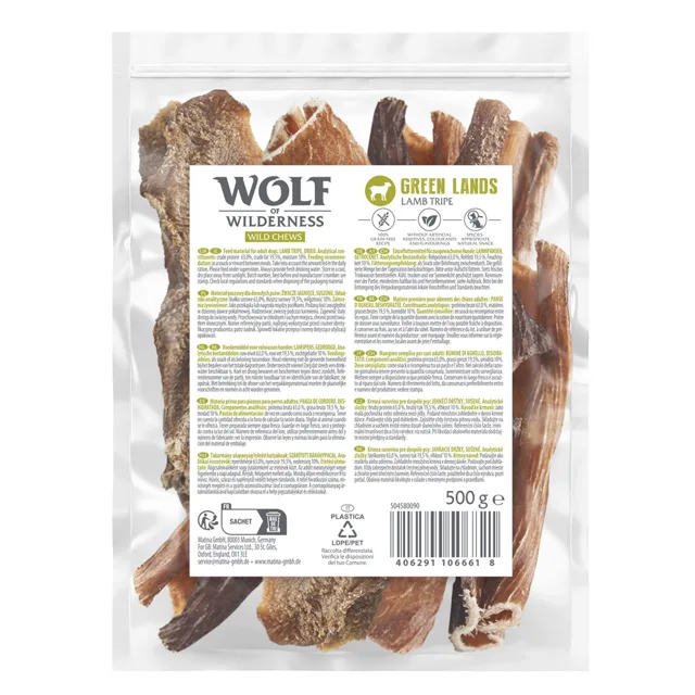 Wolf of Wilderness jehněčí bachory "Green Fields" - 3 x 500 g