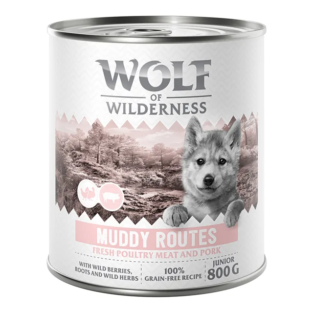 Wolf of Wilderness Junior "Expedition", 6 x 800 g - míchané balení