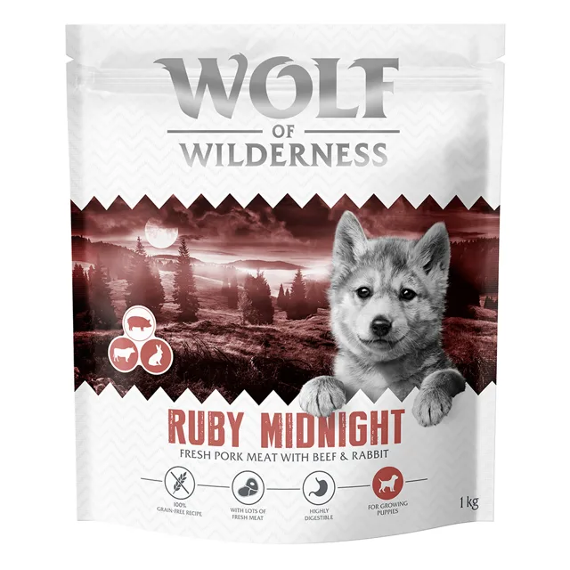 Wolf of Wilderness Junior "Ruby Midnight" hovězí a králík - bez obilovin - 1 kg