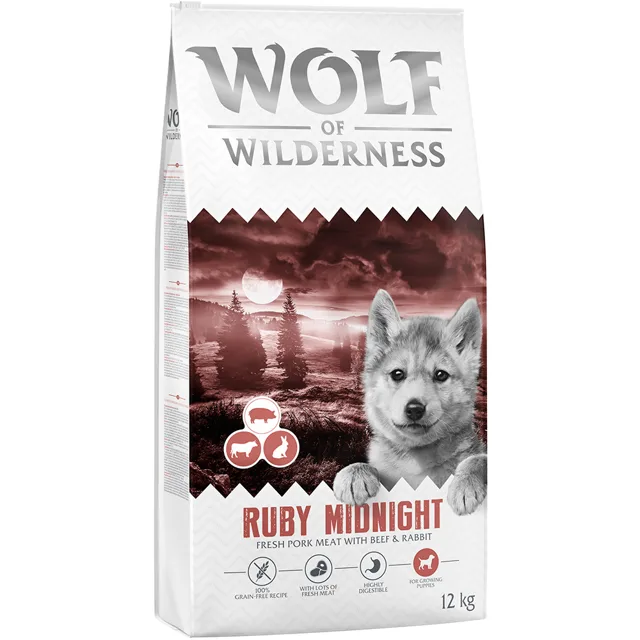 Wolf of Wilderness Junior "Ruby Midnight" hovězí a králík - bez obilovin - 12 kg