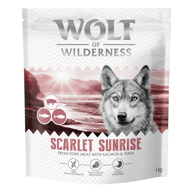 Wolf of Wilderness "Scarlet Sunrise" losos a tuňák - bez obilovin - výhodné balení: 2 x 12 kg nová receptura