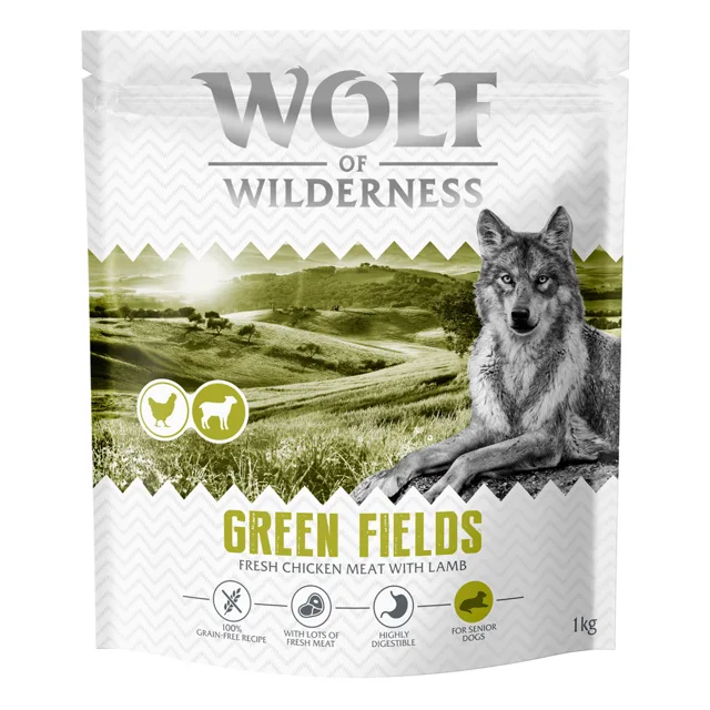 Wolf of Wilderness Senior "Green Fields" kuřecí s jehněčím - bez obilovin - 400 g: nová receptura