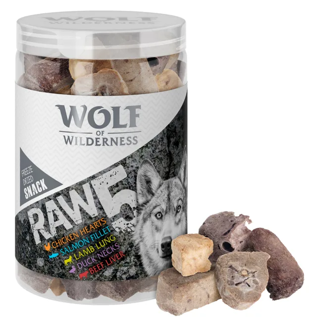 Wolf of Wilderness Snack - RAW 5 (Mix, sušeno mrazem) - 450 g (3 x 150 g)