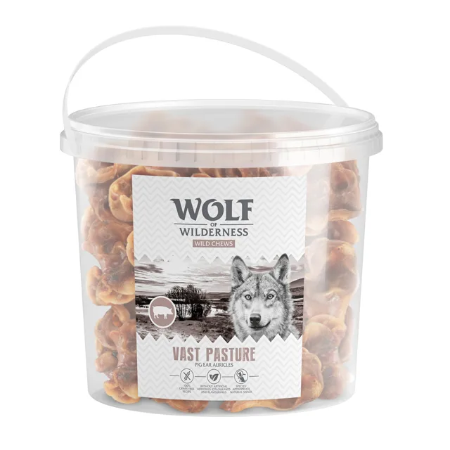 Wolf of Wilderness vepřové uši "Vast Pasture" - 1,25 kg (úložný box)