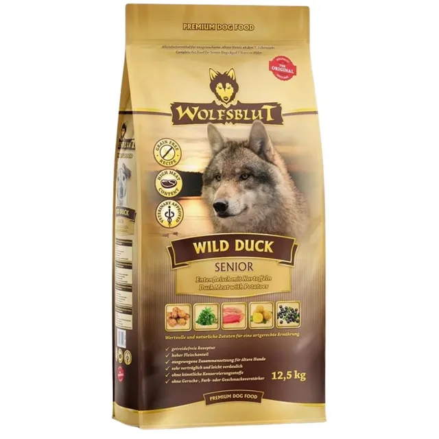 WOLFSBLUT Wild Duck Senior suché krmivo pro starší psy s kachnou a bramborami 12,5 kg