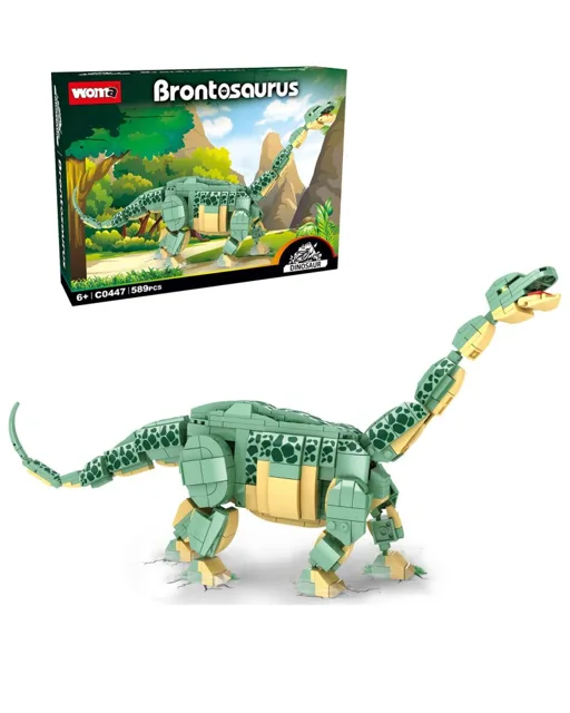 Woma Stavebnice dinosaurus Brontosaurus (46 cm dlouhý) s pohyblivými prvky, 589 dílků
