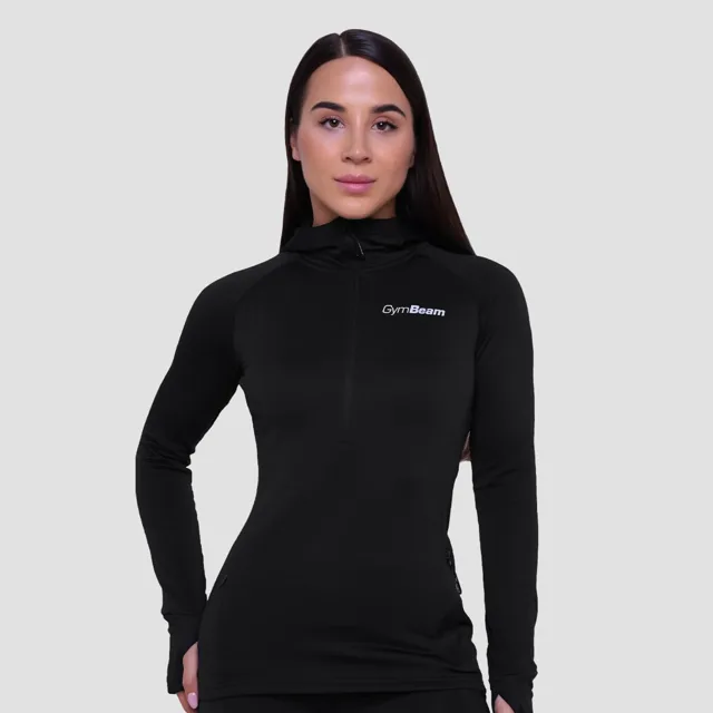 Women‘s Pulse 1/2 Zip Running Sweatshirt Black - GymBeam