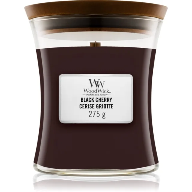 Woodwick Black Cherry vonná svíčka s dřevěným knotem 275 g