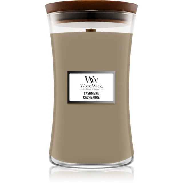 Woodwick Cashmere vonná svíčka s dřevěným knotem 609.5 g