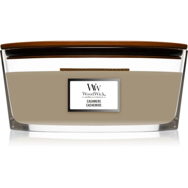 Woodwick Cashmere vonná svíčka s dřevěným knotem (hearthwick) 453.6 g