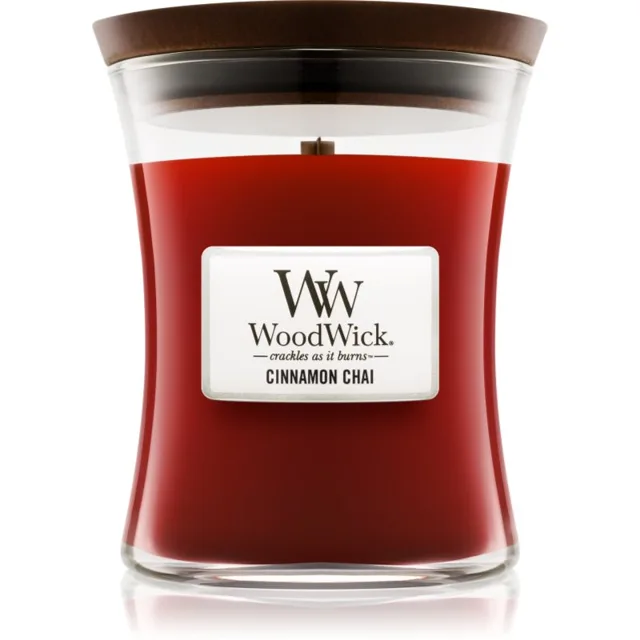 Woodwick Cinnamon Chai vonná svíčka s dřevěným knotem 275 g