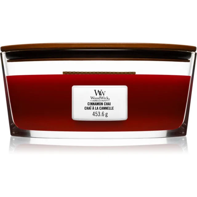 Woodwick Cinnamon Chai vonná svíčka s dřevěným knotem (hearthwick) 453 g
