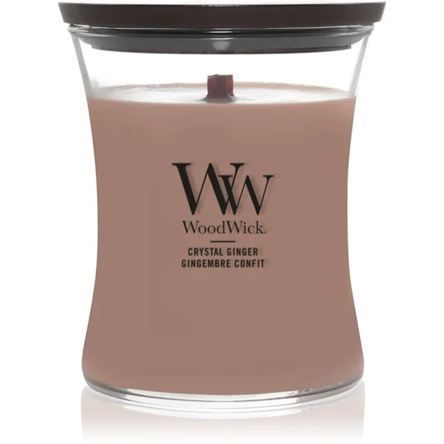 Woodwick Crystal Ginger vonná svíčka s dřevěným knotem 275 g