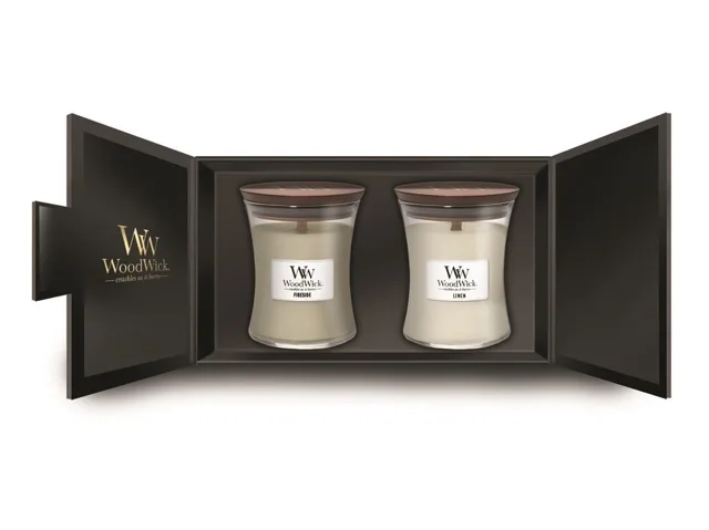 WOODWICK dárkový set 2× střední svíčka (2x 275g)