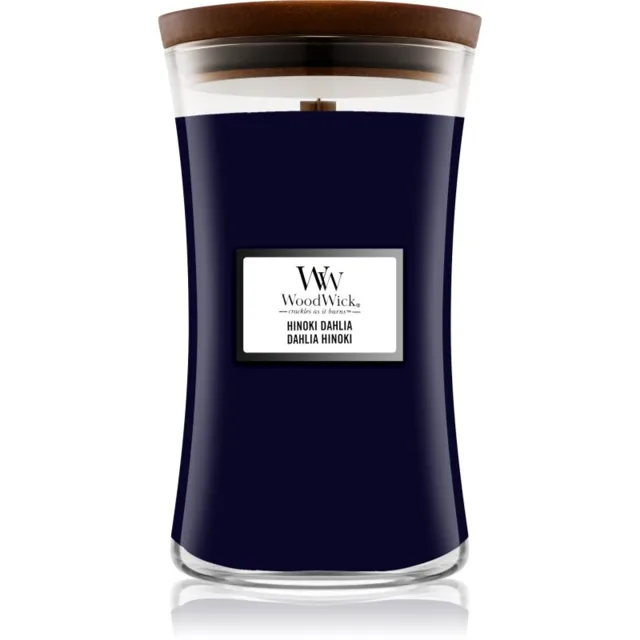 Woodwick Hinoki Dahlia vonná svíčka s dřevěným knotem 610 g