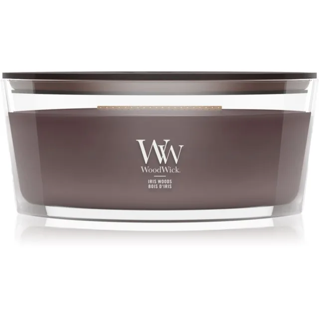 Woodwick Iris Woods vonná svíčka s dřevěným knotem 453.6 g