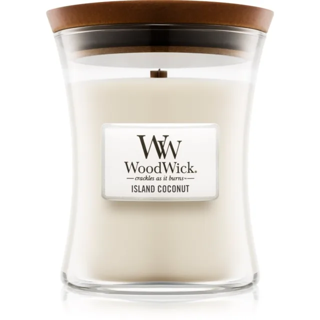 Woodwick Island Coconut vonná svíčka s dřevěným knotem 275 g