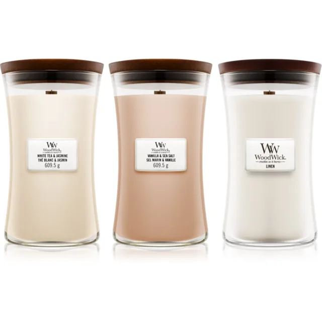 Woodwick Linen, Tea & Sea Salt set dárková sada