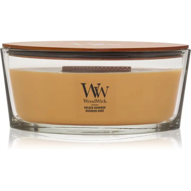 Woodwick Opulent Wood Golden Bourbon vonná svíčka s dřevěným knotem (hearthwick) 453.6 g