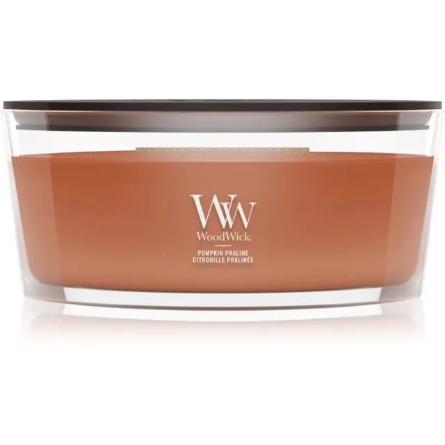 Woodwick Pumpkin Praline vonná svíčka s dřevěným knotem 453.6 g