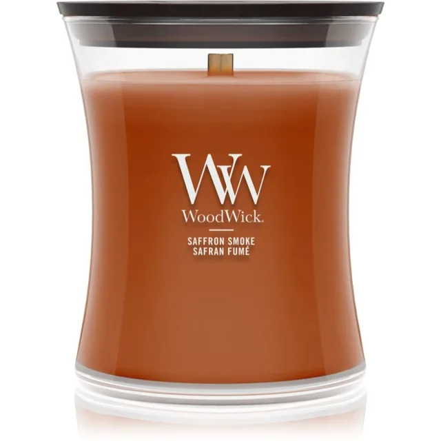 Woodwick Saffron Smoke vonná svíčka s dřevěným knotem 275 g