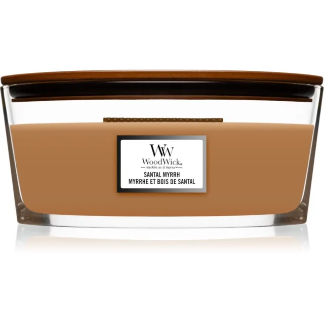 Woodwick Santal Myrrh vonná svíčka s dřevěným knotem (hearthwick) 453,6 g