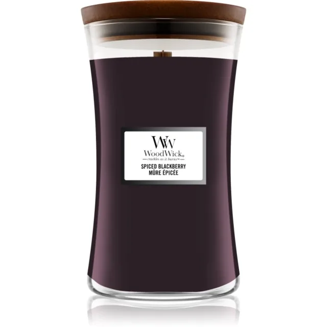 Woodwick Spiced Blackberry vonná svíčka s dřevěným knotem 609.5 g