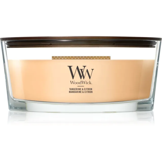 Woodwick Tangerine & Citron vonná svíčka s dřevěným knotem 453.6 g
