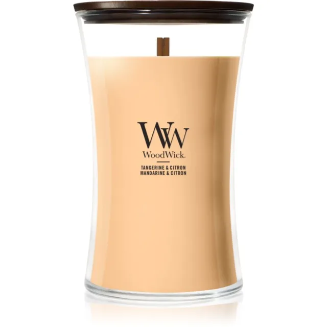 Woodwick Tangerine & Citron vonná svíčka s dřevěným knotem 610 g