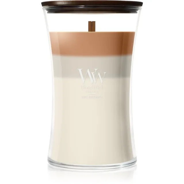 Woodwick Trilogy Café Macchiato vonná svíčka s dřevěným knotem 610 g