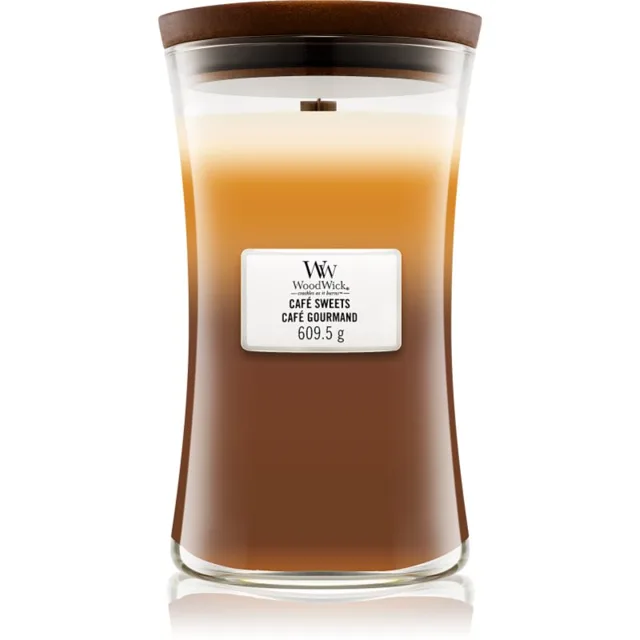 Woodwick Trilogy Café Sweets vonná svíčka s dřevěným knotem 609.5 g